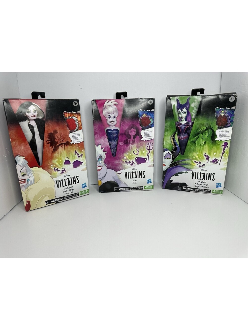 Lot Of 3 Disney Villains Dolls Hasbro 2021 , Maleficent, Ursula,De Vil- See Dis